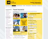 AA Travel Insurance website